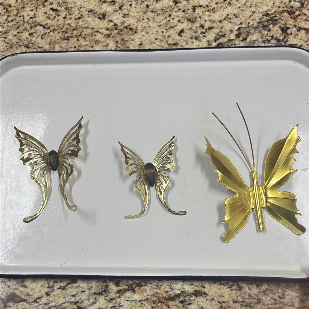 Butterflies Elegant Butterfly Wall Decor Set - Gold and Brown